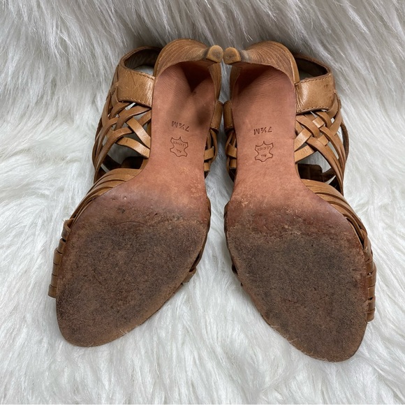 Tory Burch Boho Leather Woven Heels Size 7.5 - Picture 6 of 10
